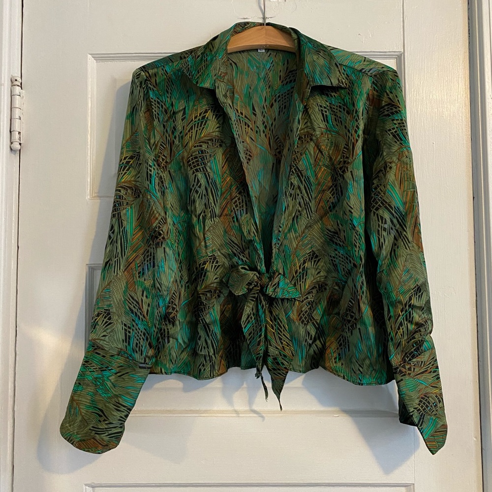 Cache Green Tropical Silky Blouse